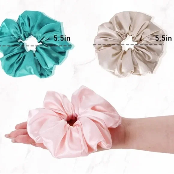 Silk Satin Large Scrunchies 3pk - Picture 3 of 4